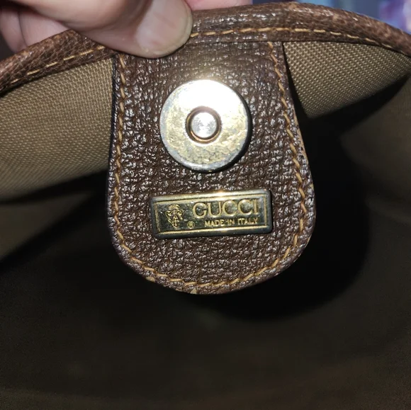 Used Authenticated Gucci‎ monogrammed tote with greenred striped handles Totes